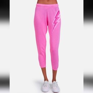 Lauren Moshi Alana X Pink Lightening Bolt joggers